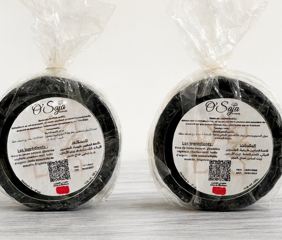 Savon noir au charbon & huile d’argan 100 gr X 2 pièces 100